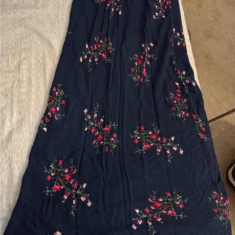 Urban Outfitters Navy and Pink Floral Skirt